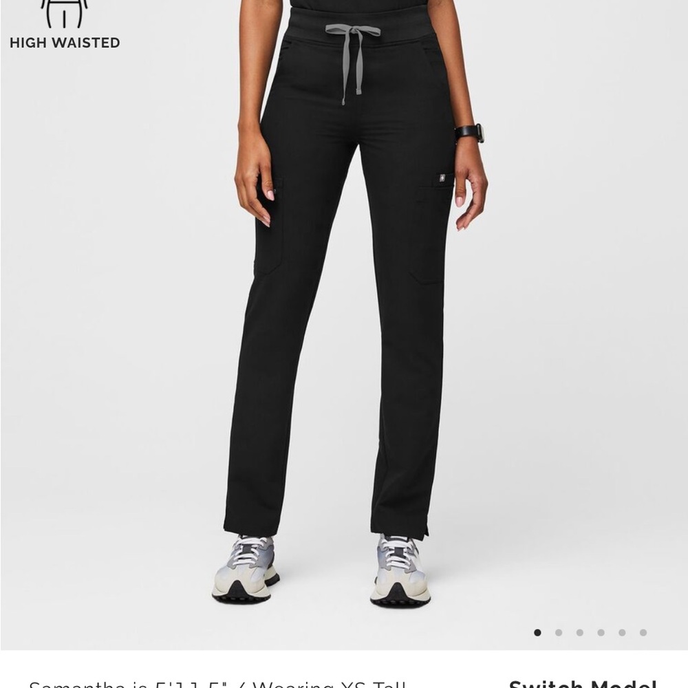 Figs High-Waisted Yola Black Scrub Pants Small